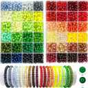 2600PCS 6mm Glass Beads for Jewelry Making, 48 Colors Crystal Beads Bracelets Making Kit, Christmas Colors 2 Box Round Beads Suitable for Beginners