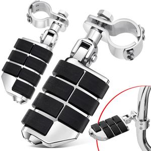 Benlari 3-Piece Highway Pegs with Mount Clamp Kit Motorcycle Footpegs 1-1/4in 32mm Fit for Harley Davidson for BMW for Honda for Suzuki for Kawasaki Engine Guards Crash Bars, Chrome