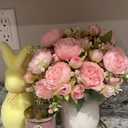 Pusuny Artificial Peonies Silk Flowers, 4 Bundles Faux Peony Bouquet Florals Arrangements for Farmhouse Home Boho Wedding Table Centerpiece, Fake Plastic Flower Bulk for Vase Decoration (Light Pink)