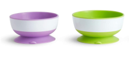 Munchkin Stay Put Suction Bowls for Baby and Toddler, 2 Pack, Blue/Green/Purple