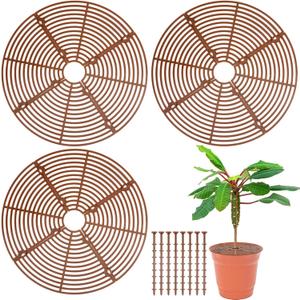 Sawysine 3 Pcs Plant Pot Cover Plant Protector from Animal Flower Pot Grid with Center Cutout Flower Cover Soil Protectors(Coffee,11.8 in)