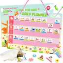 Daily Planner for Kids - Magnetic Behavior Board Calendar with 195 Magnets, Storage Bag, Cord & Pen - Daily Routine and Chore Chart - Visual Schedule for Kids 3+ Year Old (Animal Theme)