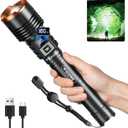 WdtPro Rechargeable LED Flashlights High Lumens, Super Bright 90000LM Rechargeable Flashlight with LCD Display, 5 Modes & Waterproof Powerful 10000mAh Handheld Flashlight for Camping Emergency