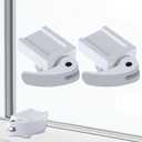 Enhon 2 Pack Window Locks, Diecast Durable Design, Compatible with Horizontal and Vertical Window, Fit 1/16 inch(0.16cm) up to Wide Rail, Easy Installation, Enhanced Safety (1-3/16 Inch Short Version)