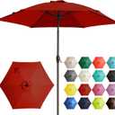 Ayge 7.5FT Large Outdoor Patio Umbrella Market Table Umbrella-UV Resistant, Easy Push Button Tilt and Crank, 6 Sturdy Fiberglass Ribs Heavy-Duty Pool Umbrella for Deck, Backyard,Garden, Yard,Red
