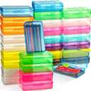 Patelai 30 Pcs Large Capacity Pencil Case Bulk Clear Hard Plastic Pencil Box Organizer with Snap Tight Lid Stackable Crayon Storage Box for Kids School Classroom Home Office 2 Style (Multicolor)