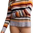 Tribal Women's Soft Yarn Striped Crew Neck Vibrant Multicolor Stripes Sweater, Orchid, XL