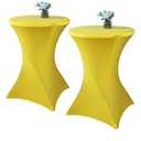 2 Pack 32x43 Inch Lavender Cocktail Tablecloth Spandex Round Fitted Table Cover for Wedding Banquet Event Party