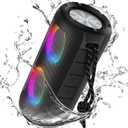 BUGANI Luster Bluetooth Speakers, Portable Wireless Stereo Speaker with Colorful Lights, Loud Sound, Bluetooth 5.3, 24H Playtime, IPX6 Waterproof, AUX-in, for Home/Outdoor/Camping/Beach