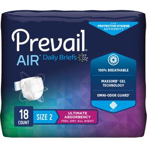 Prevail Breezers 360 Incontinence Briefs, Ultimate Absorbency, Size Two, 72 Count
