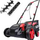 MZK 13-inch 2-in-1 Electric Dethatcher and Scarifier w/Removeable 4-Position Height Adjustment,Lawn dethatcher w/8-Gallon Thatch Collection Bag,Keep Lawn Health, Red/Black
