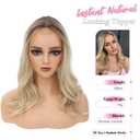 PANEWAY Loose Wavy Hair Topper Clip in Hair Toppers for Women, Lightweight Seamless Coverage with Natural Scalp Look, Adds Volume for Daily Wear - Bleached Blonde with Dark Roots, 18 Inch