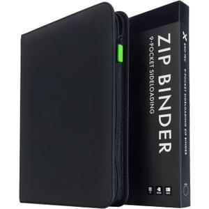 Vault X 9 Pocket Trading Card Zip Binder, 360 Cards, Premium Exo-Tec Album Material, 20 Side-Loading Pages, Folder for Collectible Games, Sports, TCG (Black)