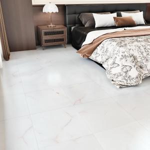 2 x Wallercity White/Red Peel and Stick Floor Tile Waterproof White Marble Floor Tiles for Kitchen Bathroom 12''x12'' Vinyl Flooring Tile Panels Modern Self Adhesive Flooring Sheets for Hallway RV 5PCS