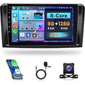 8Core 6G+128G for Mercedes Benz GL ML W164 X164 ML350 ML500 ML280 GL320 GL350 GL450 2005-2011, Rimoody Android Car Stereo Radio Carplay 9 Inch Touchscreen GPS WiFi Bluetooth FM DSP Backup Camera
