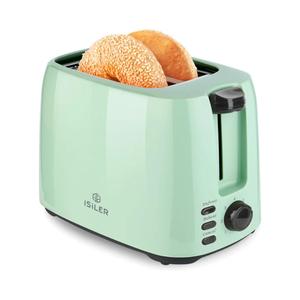 iSiLER 2 Slice Toaster, 1.3 Inches Wide Slot Bagel Toaster with 7 Shade Settings and Double Side Baking, Removable Crumb Tray, Defrost Cancel Function Green