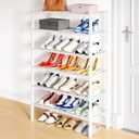 Smiry Shoe Rack, 6 Tier Bamboo Shoe Organizer, Stackable Free Standing Wooden Shoe Storage Shelf for Closet, Entryway, Front Door Entrance, White