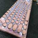 TK950 Wireless Typewriter Keyboard and Mouse Combo, 104 Keys Retro Typewriter Mechanical Keyboard with White Backlit, Anti-Ghosting, Blue Switch, Bluetooth/2.4G/Wired Cute Gaming Keyboards-Pink