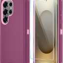ONOLA Phone Case for Samsung Galaxy S25 Ultra Case with HD Screen Protector, Heavy Duty Shockproof & Dropproof 3-Layer Cover Phone Case for Galaxy S25 Ultra 6.9''WineRedPink