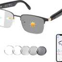 AI Translator Smart Glasses for Men Women, Bluetooth Audio Sunglasses with Photochromic Lenses, Photo Translation, No Subscription, Real-Time Translation(160+Languages) for Travel Business (Gold)