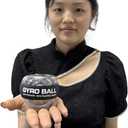 Gyro Power Wrist Trainer Ball - Strengthen Arms, Fingers, Wrist Muscles & Bones. Features Vibrant LED Lighting - Manual Spin for Fitness & Rehab!
