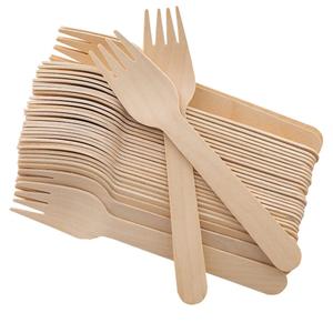 Disposable Wooden Forks -Pack of 100, 6.5" Length-Biodegradable, Natural Wooden Utensils, Great for Parties,Camping,Weddings&Dinner Events (Forks)