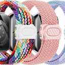 3 Packs Braided Band for Apple-Watch Band - Nylon Elastic Adjustable Replacement Bands for Iwatch Series 10 9 8 7 6 5 4 3 se se2 Ultra/Ultra 2 38mm 40mm 41mm 42mm 44mm 45mm 49mm for Small Wrist (3P-Rainbow+Silty Sand+Violet)