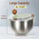 5.3Qt Stainless Steel Salad Spinner, Salad Spinner Stainless Steel With Stop Button & Drain Hole, Non-Slip Base, Vegetable Spinner Dryer, Dishwasher Safe For Kitchen