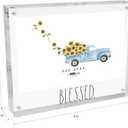 Rae Dunn Acrylic Frame - 5 x 7 Clear Acrylic Picture Frame - Free Standing Acrylic Photo Frame Display for Home, Office, Desk, Table - Modern Decor with Cute Sayings - Gift for Mom, Best Friend