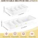 6 Pcs Expandable Drawer Organizer Bins Adjustable Deep Drawer Hanging Organizer Tray Expandable 11.4 to 18.1 Inches Plastic Dividers Storage for Office Bathroom Bedroom Kitchen Desk, White