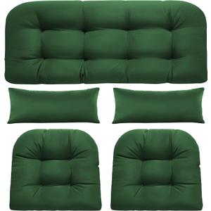Wicker Chair Cushions, 5Pcs Outdoor Cushions Sets, Green Flower