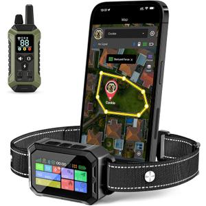 GPS Wireless Dog Collar Fence System - No Monthly Fee App Control, Custom Polygon Boundary & Remote Training, Free Phone Tracker for Up to 5 Pets, Virtual Electric Fence for Dogs, Black