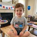 Douhoow Toddler Boys 4th of July Shirt Short Sleeve Letter Print Boys Tshirt 1T 2T 3T 4T 5T 6T Kids Patriotic Outfits