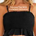 Summer Mae Maternity High Waist Swimsuit Ruffle Hem Bikini Bathing Suit Shirred Bandeau Two Piece Pregnancy Swimwear (Black, XL)