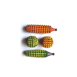 Wooden Acupressure Massager Combo Set, Manual Handheld Full Body Massage Tool for Pain Relief, 2 Karela Rollers and 2 Ball Massagers