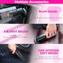 ThinkLearn Car Cleaning Kit, Car Vacuum Detailing Kit Interior with High Power Handheld Vacuum, Including 7Pcs Detailing Brush Set, Windshield Cleaner, Pink Car Accessories for Women