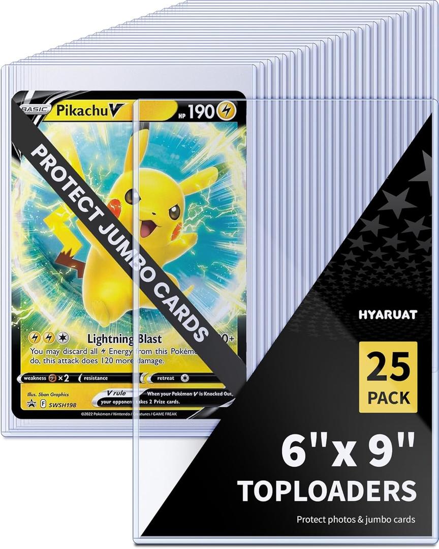 6x9 Toploader - Rigid Clear PVC Sleeves for Protecting & Mailing Jumbo Cards, Photos, and Sheets (25-Pack)