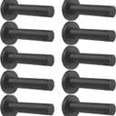 DOKU 10Pcs Door Stop, 3.5 Inch Heavy Duty 304 Stainless Steel Door Stopper with Rubber Tips Bumper, Wall Mounted Door Holder Protection Sound Dampening, Matte Black