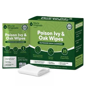 Marie Originals Poison Ivy Wipes, Outdoor Skin Cleanser Wipes for Poison Oak Areas, Hiking, Camping & Gardening, No-Rinse Wipes for Plant Oils, Dirt, Sap & Outdoor Residue, 25 Packets