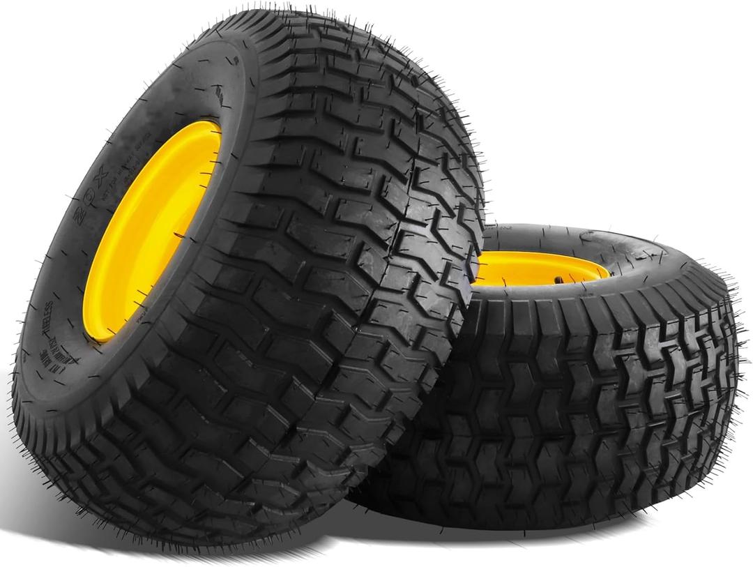 2Pcs 20x8.00-8 Lawn Mower Tires, Rear Tire and Wheel Assemblies for Riding Lawn Mowers, 4-Ply Tubeless Turf-Friendly Tires with 3/4" Borehole, 3.5" Offset Hub and 3/16" Keyway, 965LBS Load Capacity
