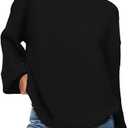 PRETTYGARDEN Women's Fall Sweaters Casual Crew Neck Long Sleeve Pullover Tops Ribbed Knit Loose Fit Winter Clothes, Medium, Black