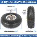 GICOOL 4.10/3.50-4" Tire and Wheel, 10" Pneumatic Tire, 4 Pack, with 2 1/4" Offset Hub, 5/8" Axle Bore Hole, Sealed Bearings for Hand Truck Trolley Dolly Garden Wagon Cart Wheel Replacement