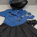 Kids Police Officer Costume Girls Cop Cosplay Outfits Uniform Halloween Costumes with 9 Pcs Accessories, 4-6Y