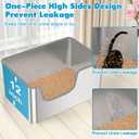 40L XXL Stainless Steel Litter Box with High Sides,No Sharp Edges for Big Cats Maine Coon,One-Piece Deep Stainless Steel Litter Boxes with Tall Sides,Anti-Leakage,Non-Sticky,Easy Clean(Front Entry)