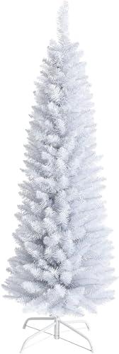 Giantex 5FT Artificia Pencil Christmas Tree, Realistic Unlit Pine Tree with 240 PVC Needles & Folding Metal Stand, for Indoor Outdoor Christmas Decoration, White Giantex 5FT Artificia Pencil Christmas Tree, Realistic Unlit Pine Tree with 240 PVC Needles & Folding Metal Stand, for Indoor Outdoor Christmas Decoration, White