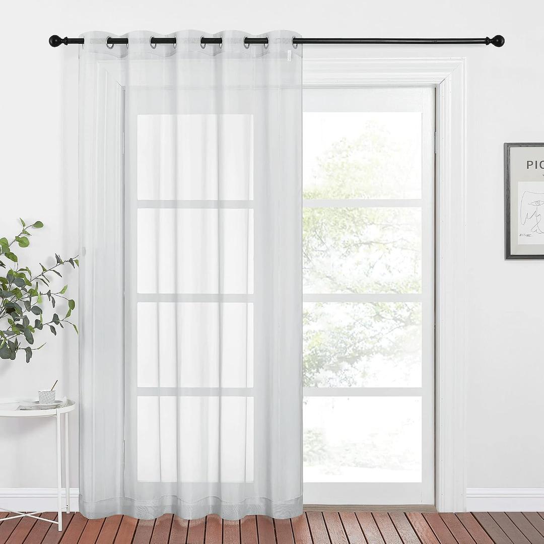 NICETOWN Bedroom Sheer Curtains Light Gray with Casual Style, Grommet Top Lightweight Voile Textured Window Curtains Light and Airy Drapes for Porch/Living Room, 70" W x 84" L, 1 Panel