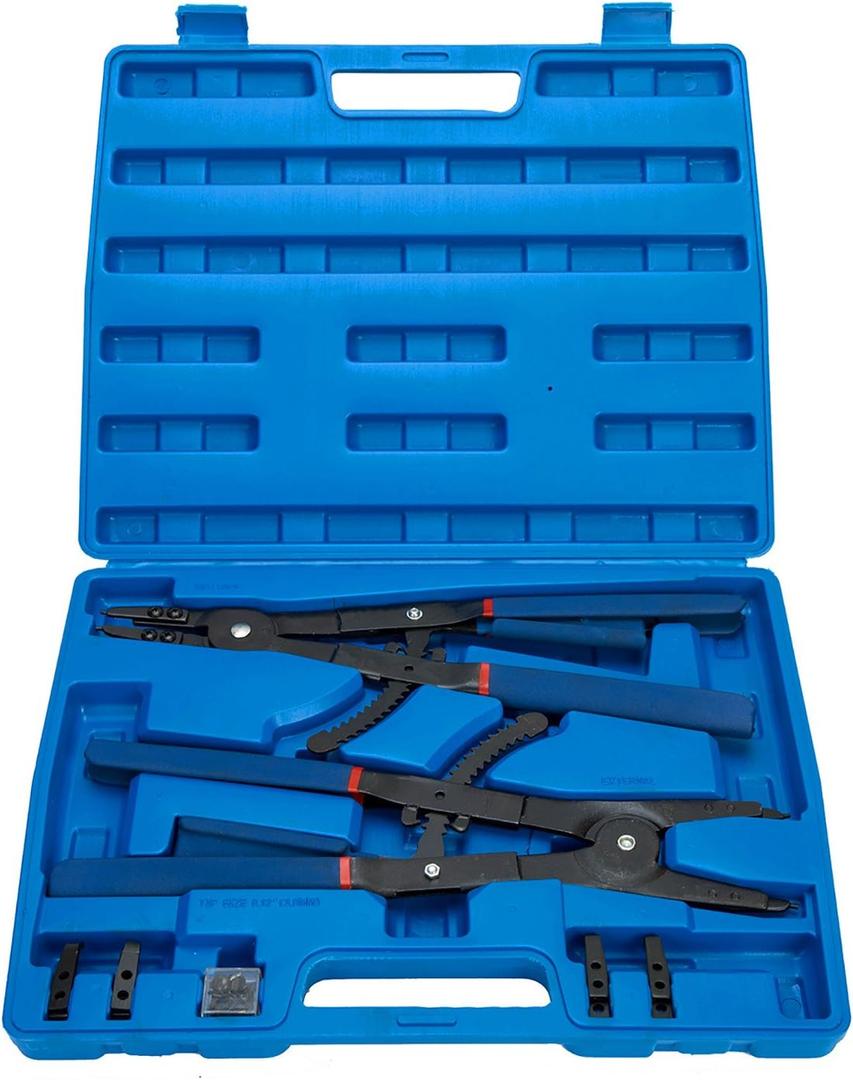 8MILELAKE 16 Inches Heavy Duty Snap-Ring Pliers External and Internal Pliers, Straight, 45, 90 Tips