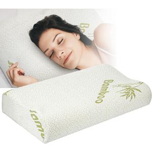 iMounTEK Bed Pillow Rayon derived from Bamboo Memory Foam Pillow, Sleep Pillow Contoured Orthopedic Pillow Soft Neck Support Breath Pillow(M)