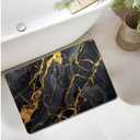 Bathroom Mat Rug Black Marble Patterned, Mat for Master Guest Bath Floor, Kitchen Bathroom Sink, Non-Slip, Ultra-Thin, Absorbent, Quick Dry, Aesthetic Bath Mat, Rubber Backing, 17 x 24 in