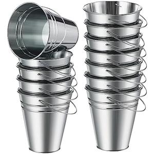 Sadnyy 12 Pack Metal Buckets with Handle, Galvanized Bucket 4.5 x 5 Inch Basket Bucket Party Supplies, Crafts for Christmas, Halloween Candy Bars, Vase Crafts(Silver)